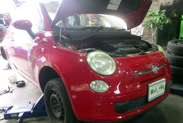 フィアット　５００　ブレーキ異常警告灯　ブレーキライニング交換