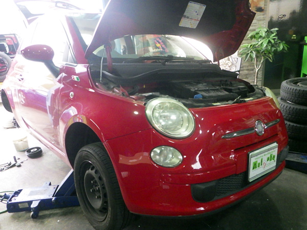 フィアット　５００　ブレーキ異常警告灯　ブレーキライニング交換